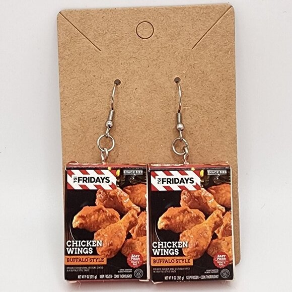 Mini-Brands "TGI Fridays Chicken Wings" Stainless Steel Earrings - Picture 2 of 3